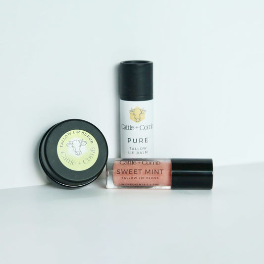 SWEET MINT Tallow Lip Trio | Grass-Fed Tallow Lip Care Set